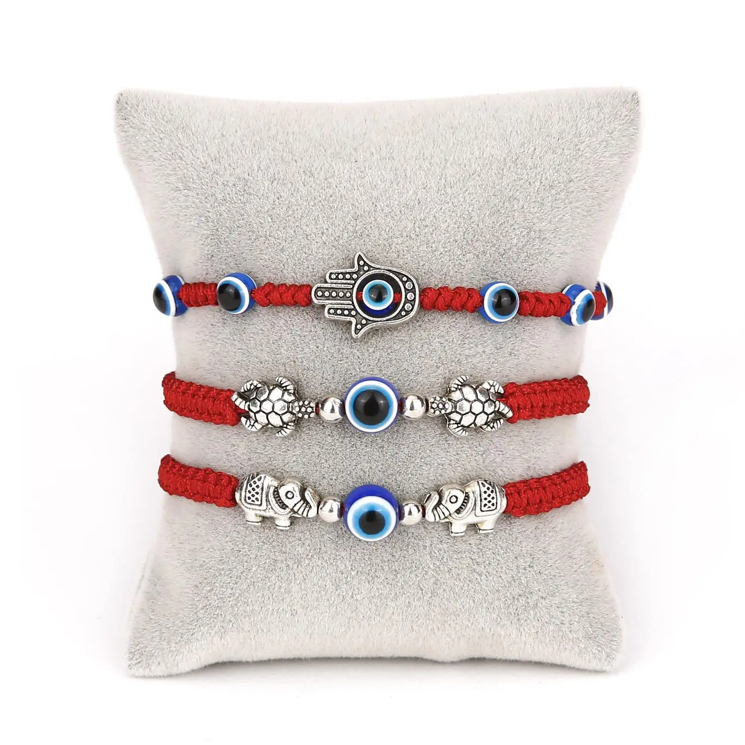 

Factory direct explosion models bracelet female evil eyes palm blue eyes red rope braid adjustable bracelet, As shown in color