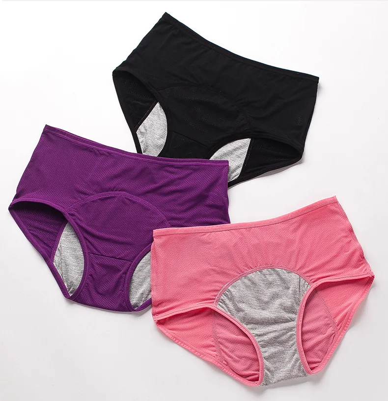 

Big to 8XL Front Up Protected Mesh Breathable Plus Size to 5XL Menstrual Period Proof Underwear, 6 colors as on photo