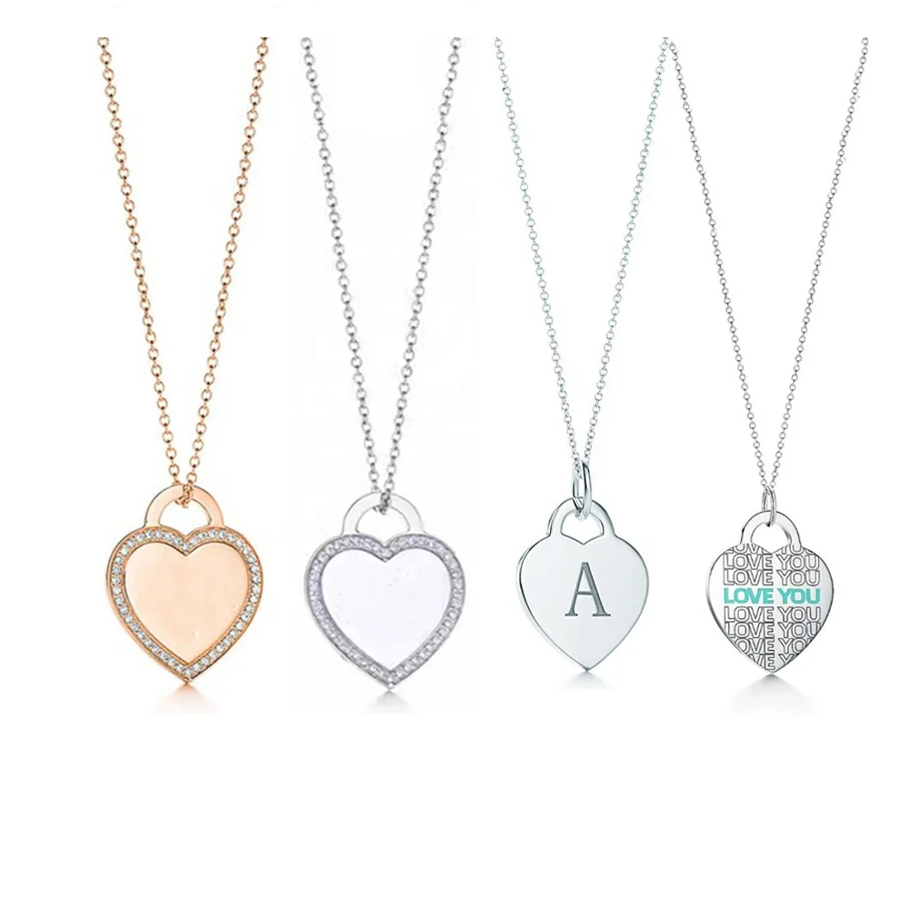 

2020 New 18K gold plated Necklace Imitation Jewellery 925 Sterling Silver necklaces New Design Logo Women's Heart Love Necklaces