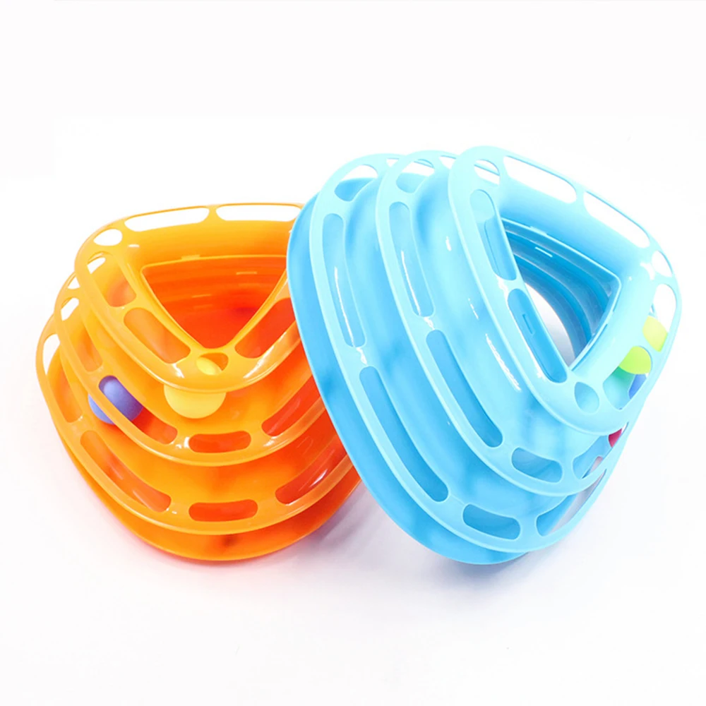 

Custom Multiform Miapet Tracks Collective Round Puzzle Tower Toy Cat Pet Toy, Blue green pink purple orange white