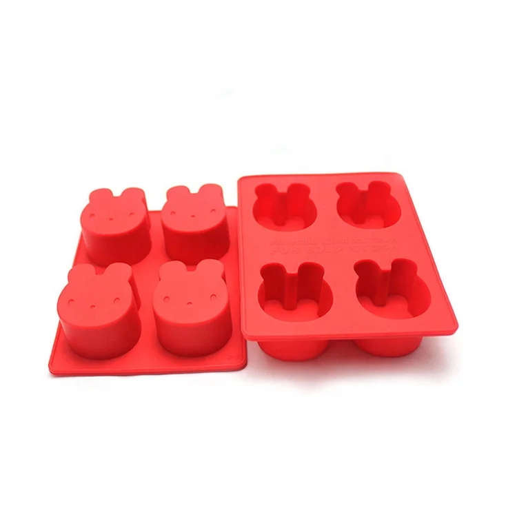 

High Quality Environmentally Safe BPA Free 4 Hole Rabbit Shaped Silicone Ice Tray