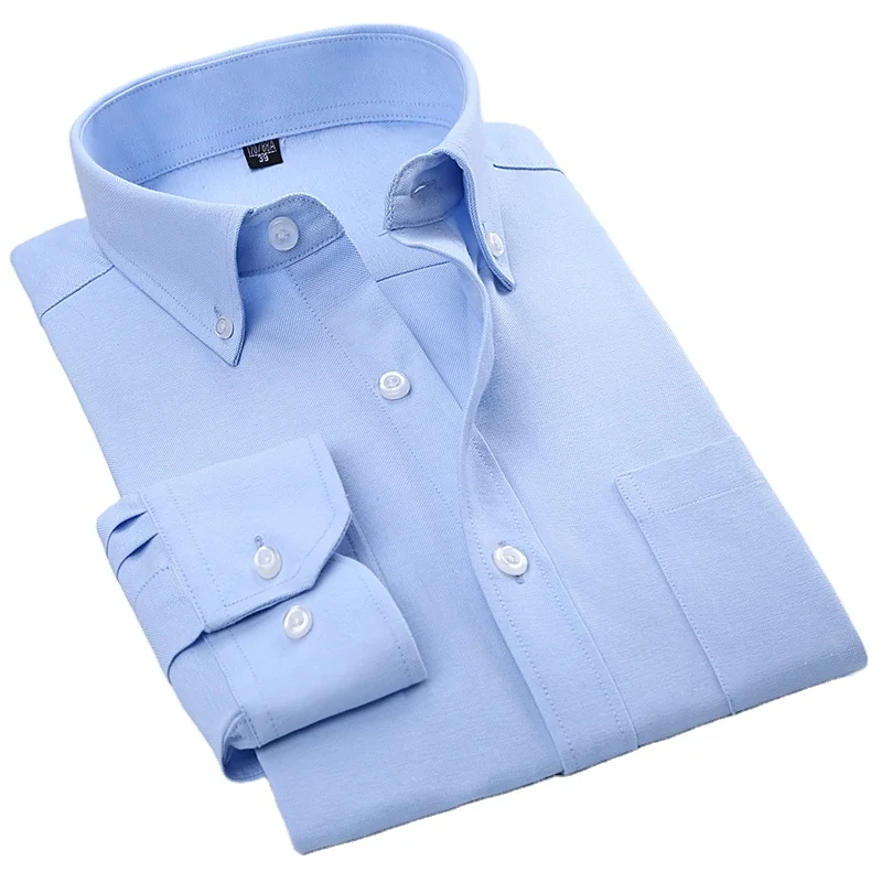 

Wholesale Men's Oxford Shirts Solid Color Casual And Comfortable Cotton Regular Version Business Shirts With Long Sleeves, Picture