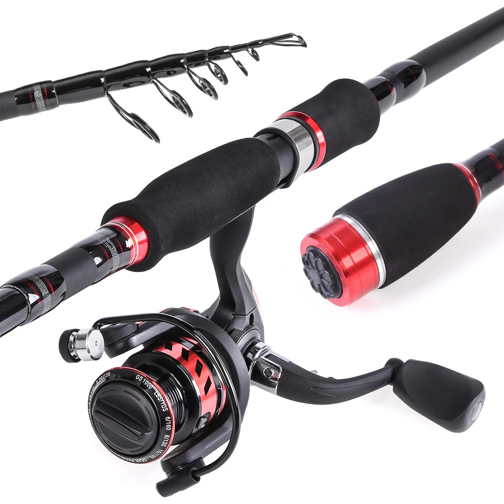 

Newbility hot selling 1.8m 2.1m 2.4m 2.7m 3m fishing rod reel combo lures kit set Carbon fiber big game Spinning, Red black