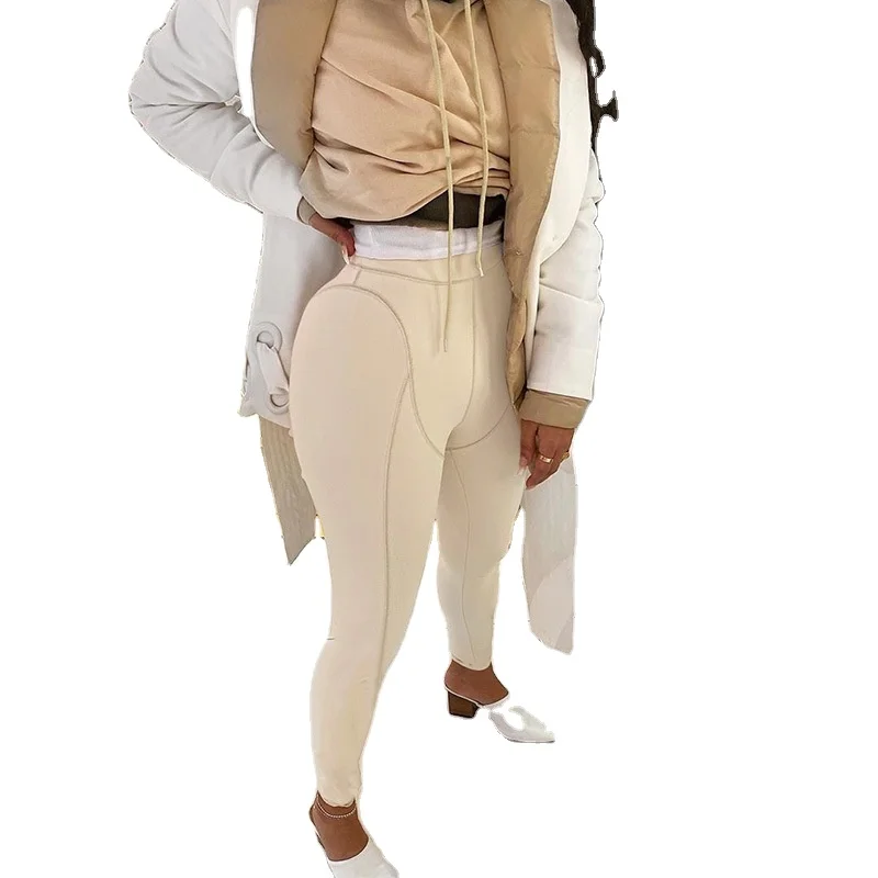 

New arrivals personality line hip-lifting close-fitting jogger trousers sports casual pencil women's yoga pants