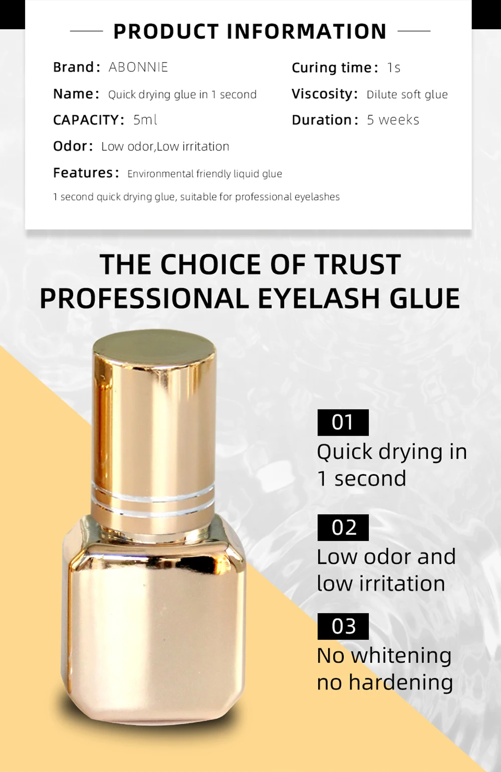 0.5s Eyelash Glue Oil Resistant Las Extension Glue Adhesive Private