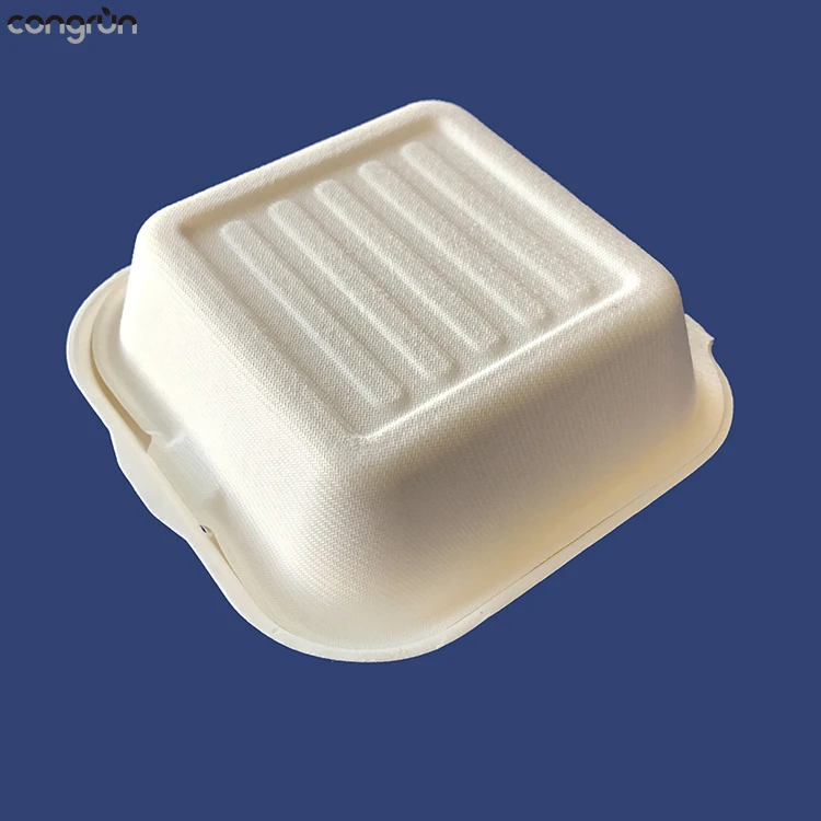 

CE certificated Sugarcane box disposable bagasse food packaging box biodegradable for packaging, Bleached or unbleached
