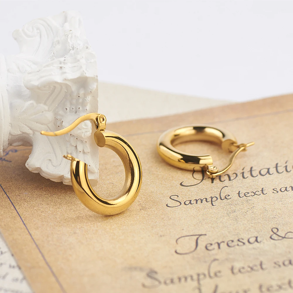 

Fashion Stainless Steel Trend Classic Gold Silver 20Mm Tube Hoop Designer Earrings, Stee;/gold/customized color