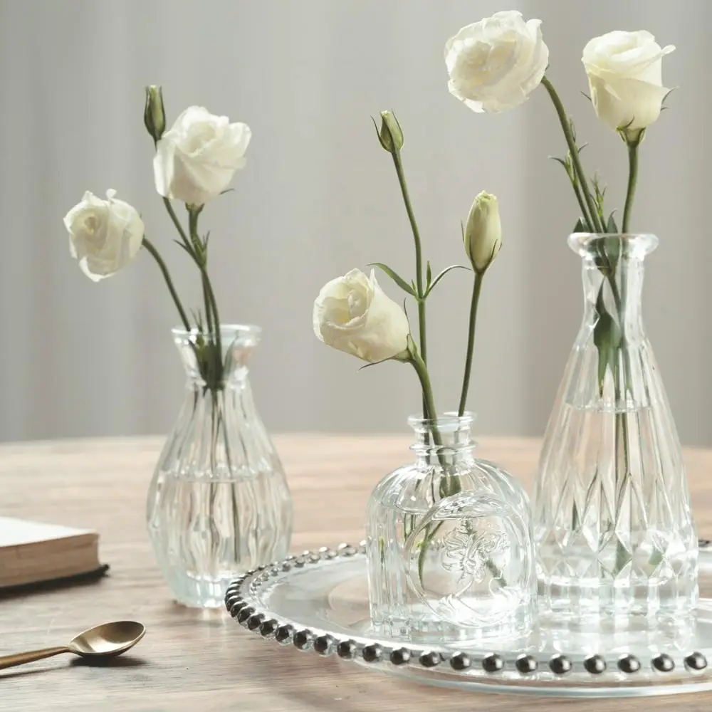 

Nordic style transparent mini crystal clear Glass flared flower Vase for wedding decor