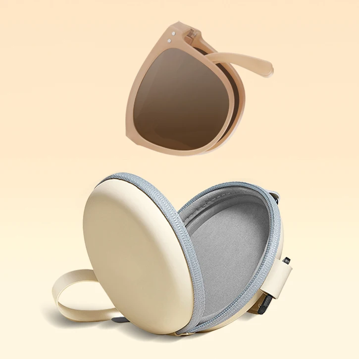 

2022 Fashion Design Vintage Foldable Pocket Compact Ladies Sunglasses With Case TR Frames Folding Sunglasses