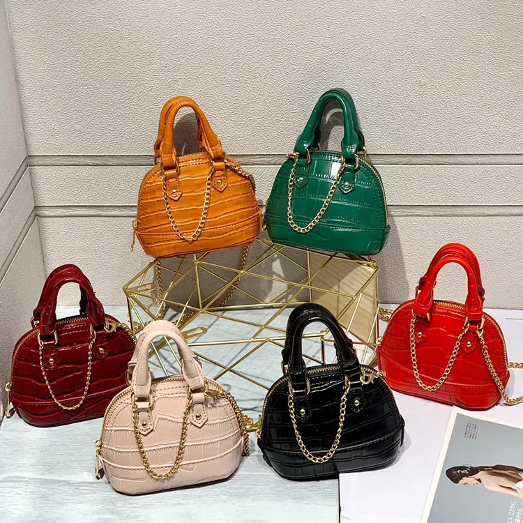 

High quality crocodile pattern leather women mini purses and handbags with handle