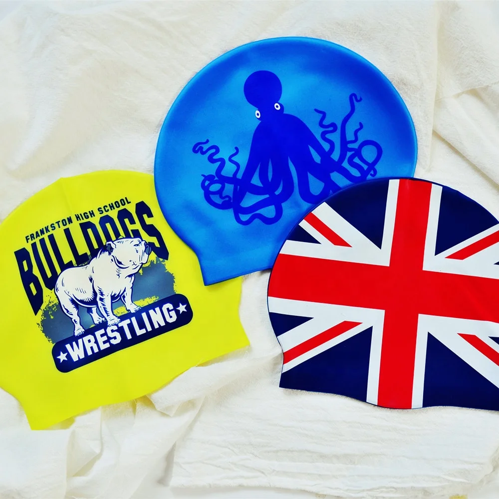 
Custom design swim caps no minimum logo print swim cap 