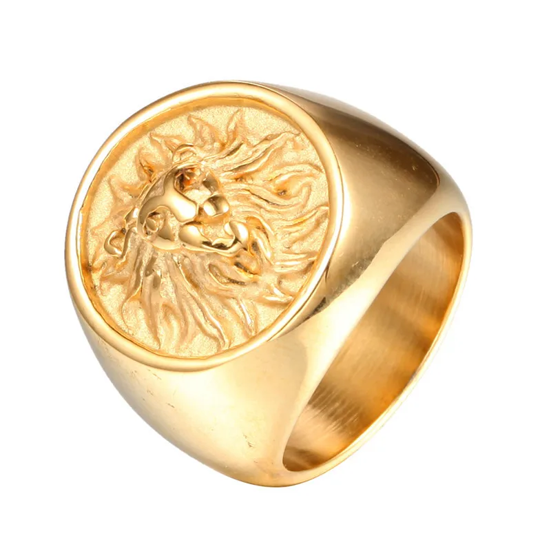 

Fashion retro rock punk hip hop ring stainless steel lion head ring