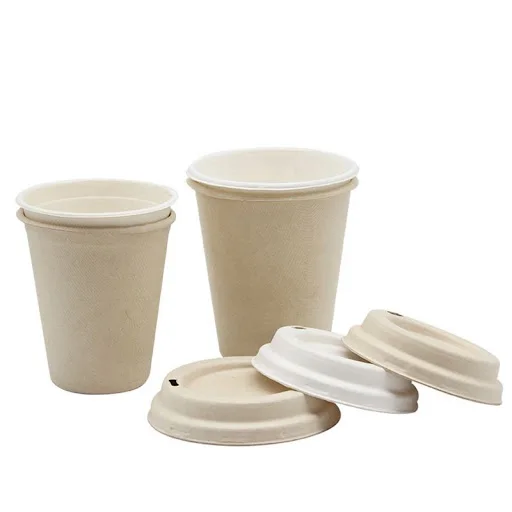 

Wholesale high quality disposable sugarcane bagasse coffee cup lid cup cover for cafe, Natural, white