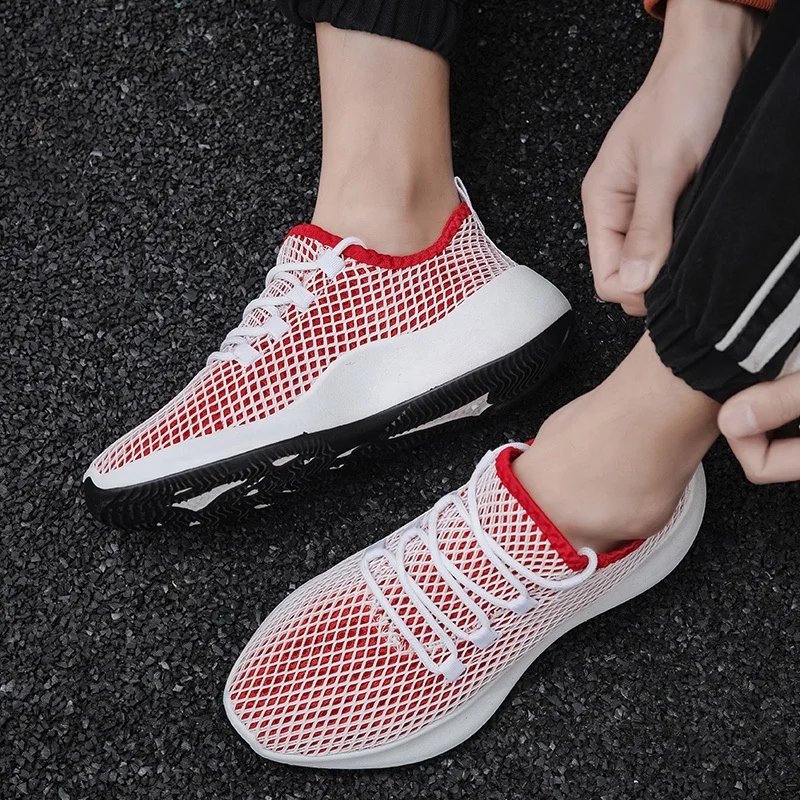 

2021 New Style Outdoor Walking Mesh Wear-resistant Women Shoes Men's Colorful Sneakers, Black/red/yellow/white