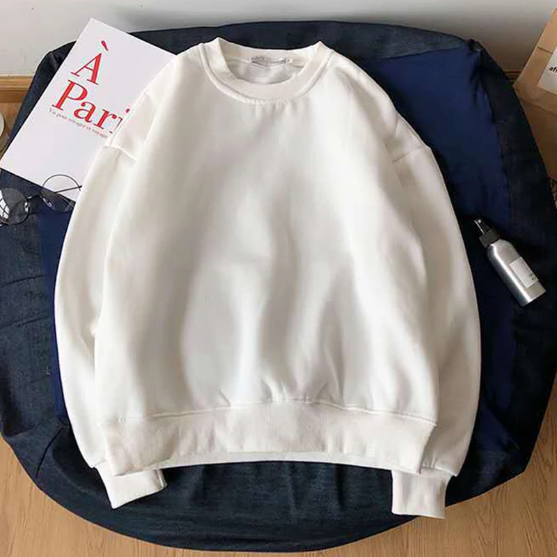 

Women's Fashion Blank Round Neck Solid Color Sweater, As pictures