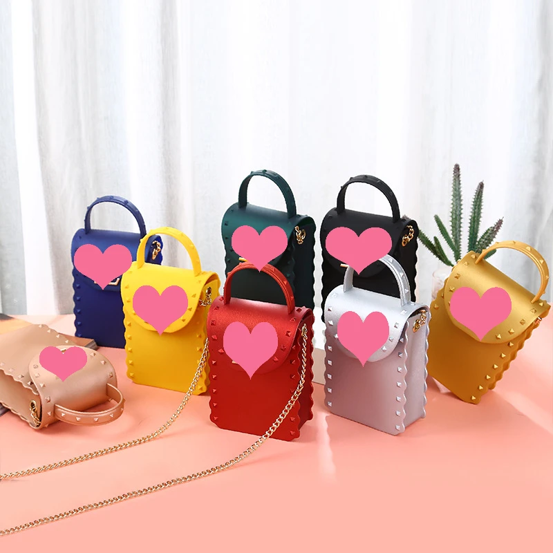 

GZGH21070501 2021 New Jelly Bag Mini Rectangle Metal Alloy Logo Wallet Purse Lady Fashion Handbag