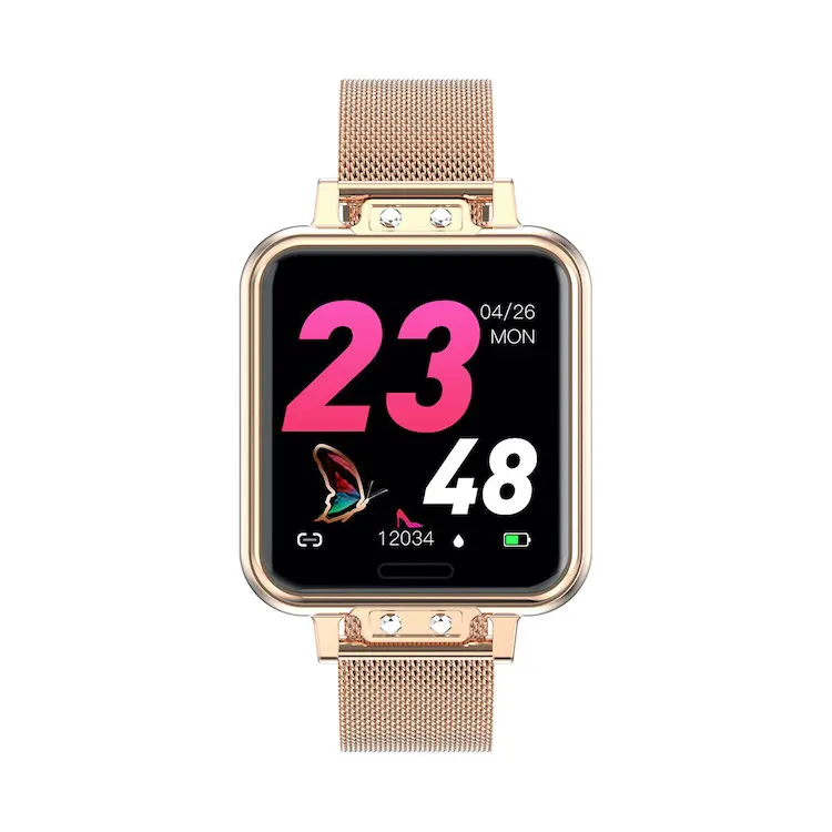 

ZL13 Gold Color Strap Womens Stainless Steel Watch with Heart Rate, Blood Pressure, Female Health, and Notifications