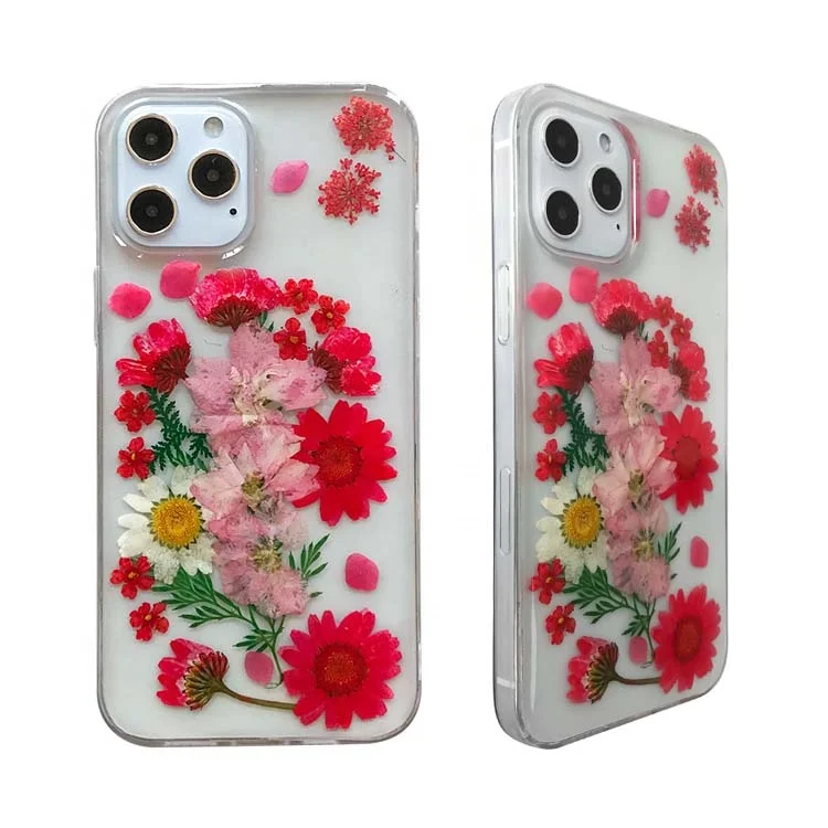 

Epoxy Pressed Real Flower Cell IPhone Cases for iPhone X XS XR 12 11 Pro Max for Huawei for Samsung