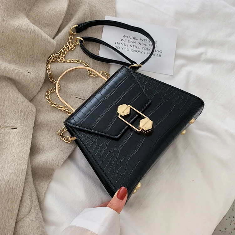 

2020 New Fashion Trendy PU Leather Handbag Metal Handle Shoulder Messenger Bags, Red,black,brown,beige