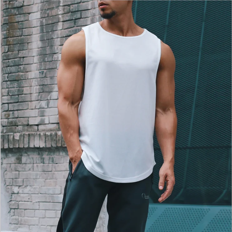 

Polyester Sleeveless Shirt Sando Undershirts Muscle Tee Sports Blank Gym Apparel Wear Vest Fitness Mens Stringer Tank Top Men, Picture shows
