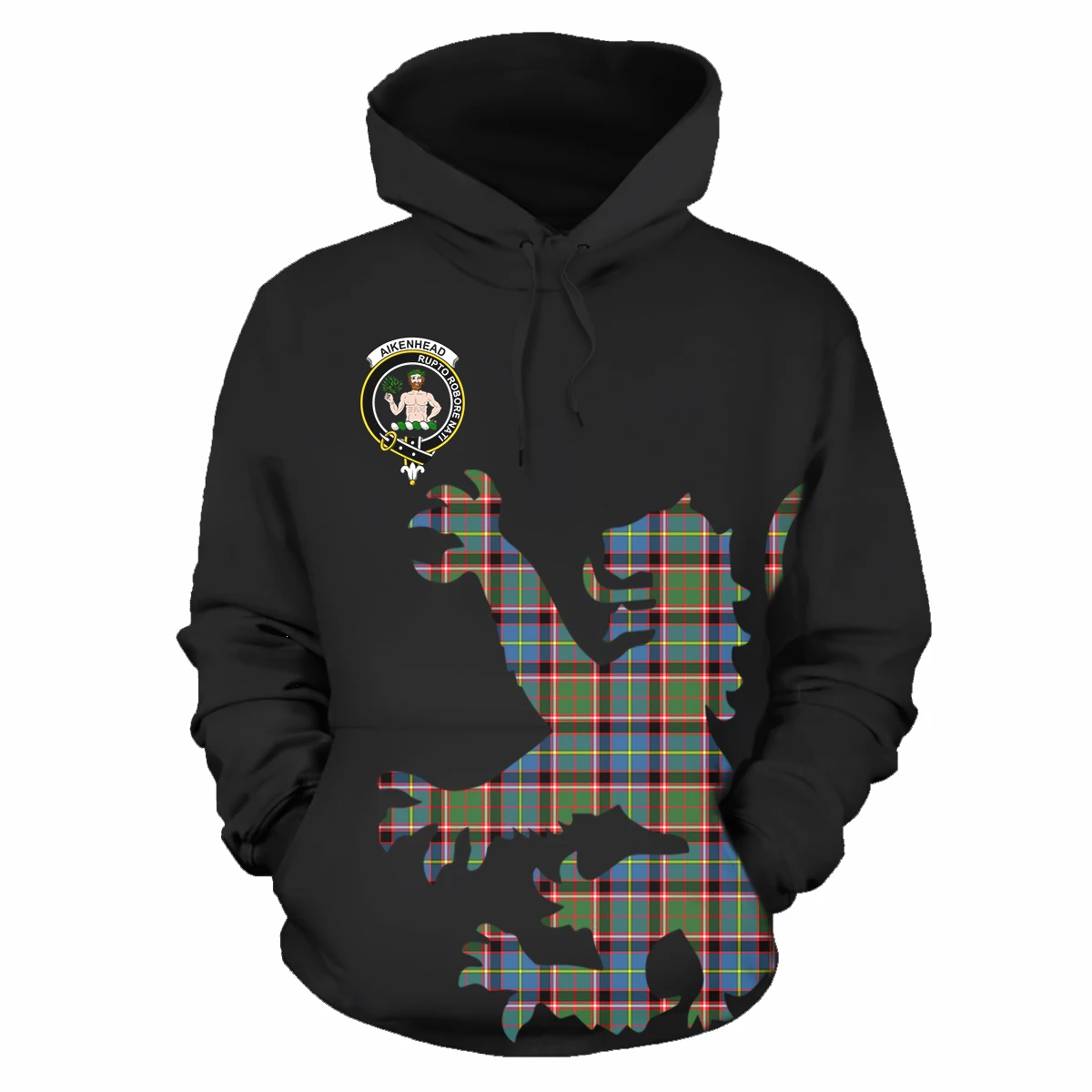 

Scotland Aikenhead Clan Tartan Lion & Thistle Printed Wholesale Hoodie Sweatshirts For Men Trendy Plus Size Loose Hoodies, Customized color