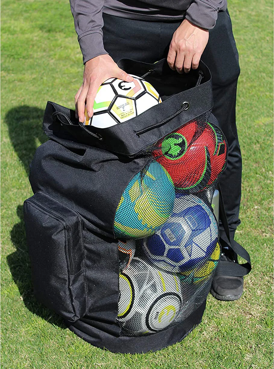 Heavy Duty Soccer Mesh Equipment Ball Bag,Adjustable Shoulder Strap Design With An Oversized