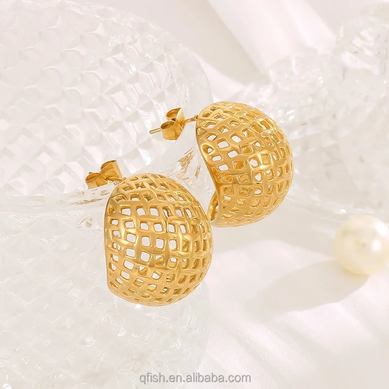 2024 fancy large hoop trending earrings gold filled ball Bird Nest earrings party classy earrings for girls