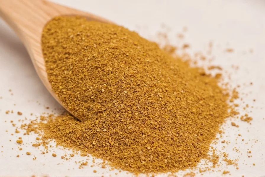 Bowl of brown mustard seeds with wooden spoon