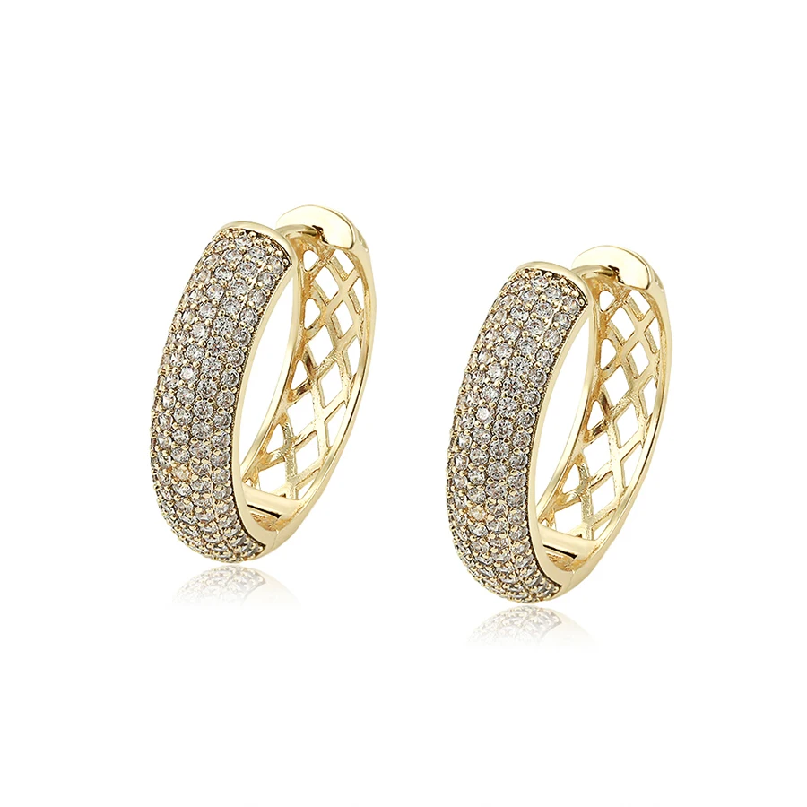 

98392 Xuping fashion 14k gold color High quality italy style hoop earrings for women