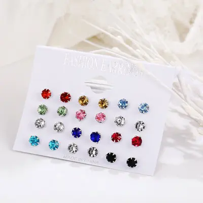 

double ball stud earrings zircon earring set gold jewelry women stainless steel earrings, Picture