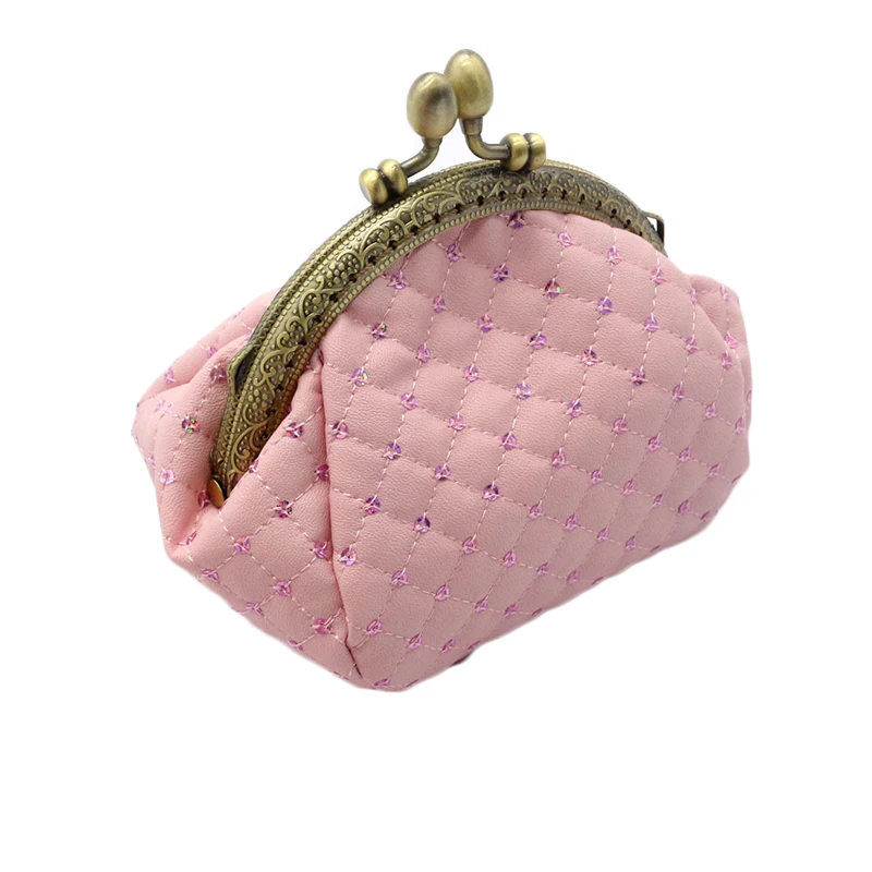 

Korea Sequin Lattice Coin Bag Lipstick Storage Pouch Checkered Geometric Mini Coin Purse, 4 colors