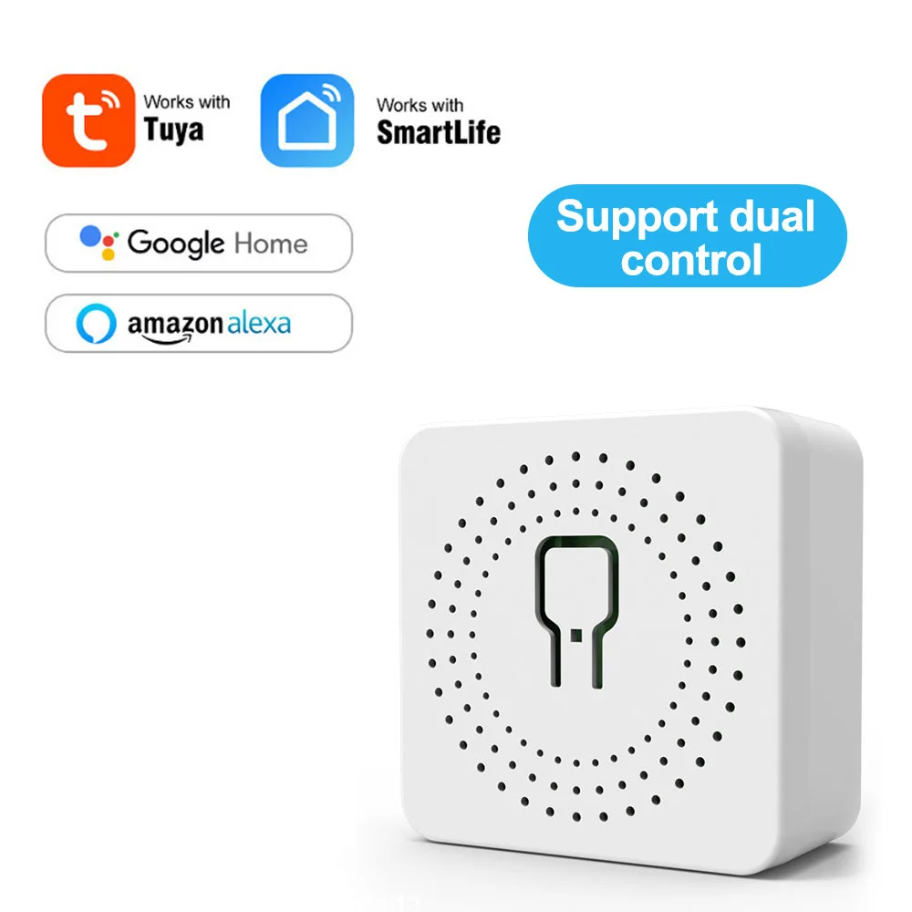 

RSH Tuya WiFi 16A Mini Smart Breaker 2 Way Control DIY Relay Wireless Remote Smart Switch Module for Alexa Google Home