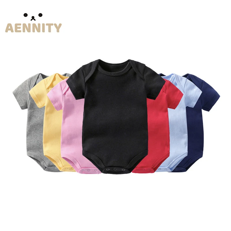 

Wholesale Custom Summer Blank Newborn Baby Unisex Plain Onesie 100% Cotton Short Sleeve Baby Clothes