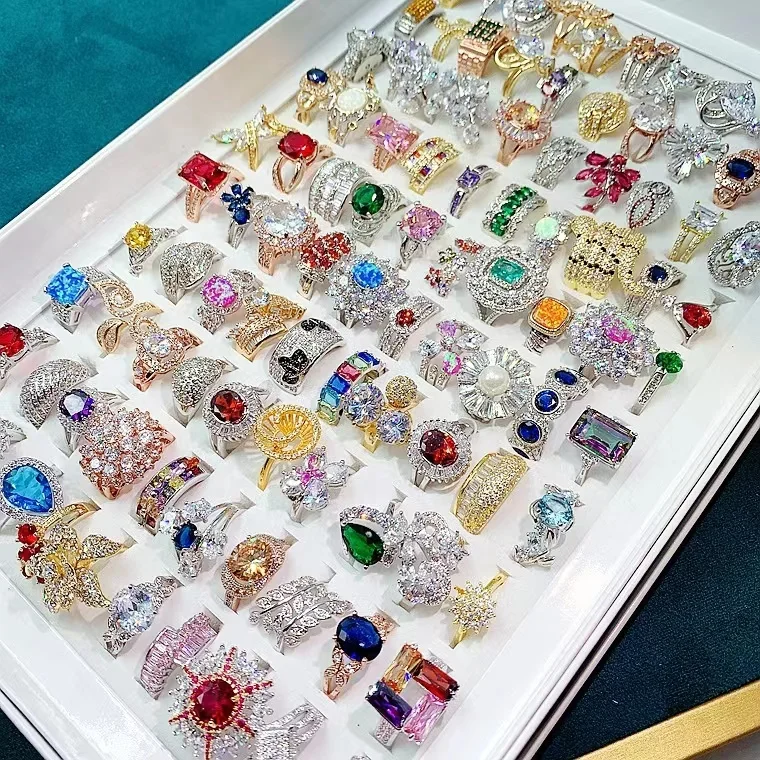 

PUSHI Jewelry Best Woman Fashion Ring Zircon Ring Bulk Rings Anillos Perhiasan Wanita Colorful Cheapest Finger Wholesale Luxury