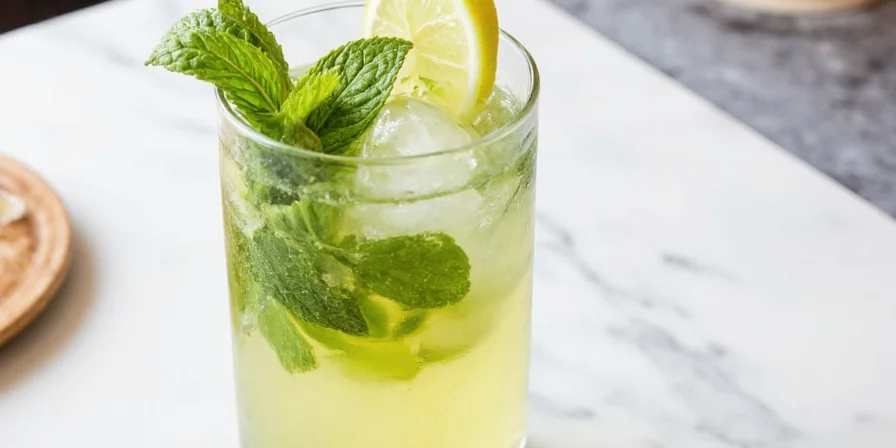 Muddling mint and lime in a glass