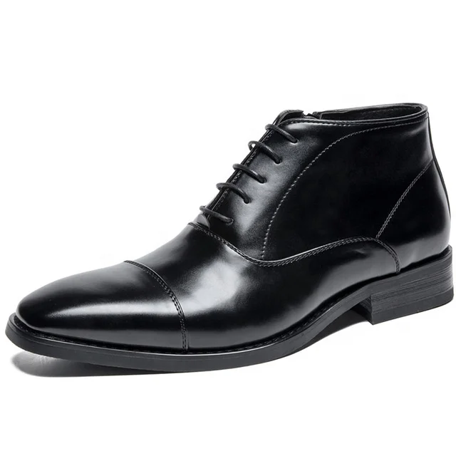 

High-top Business Formal Leather Boots Men's Chelsea Fashion Shoes Side Zipper Leather Shoes