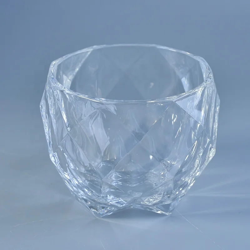 Clear geo cut Glass luxury candle Holder wedding