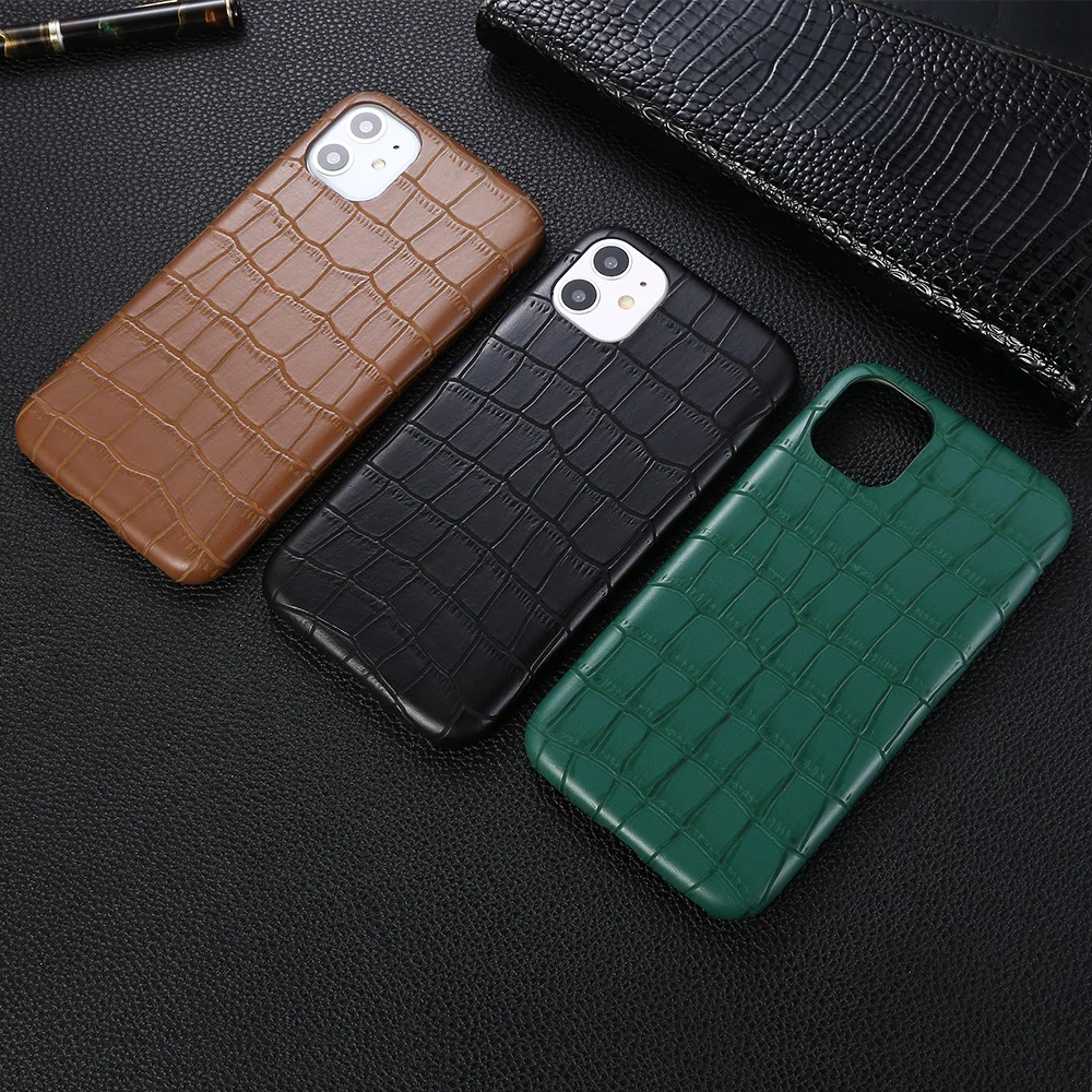 

Shockproof Crocodile Texture PU leather phone case for iPhone XR XSmax 11 12 alligator leather phone case, 3 colors