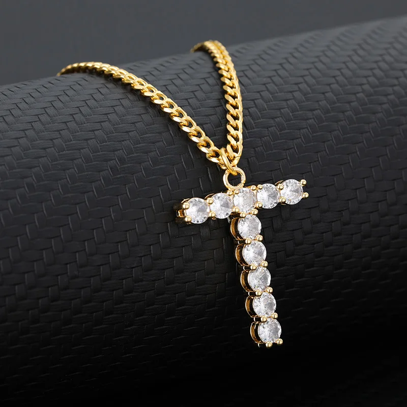 

2021 fashion dainty letter zircon necklace charm pendant necklace trendy hiphop chain for woman and man, Gold,platinum