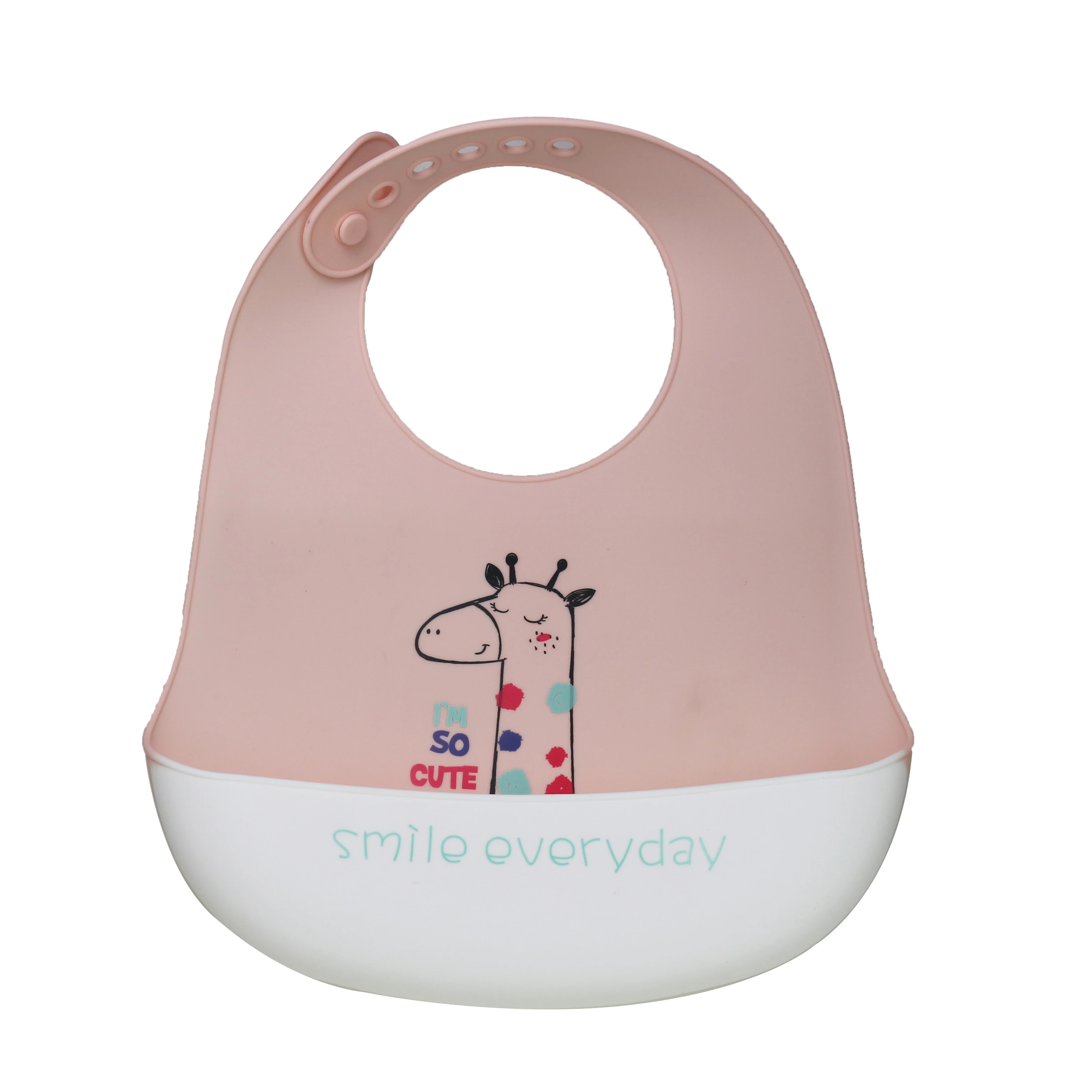 

New Product Ideas OEM BPA Free Catcher Bowl Set Waterproof Printed Baby Silicon Bib, 10 colors