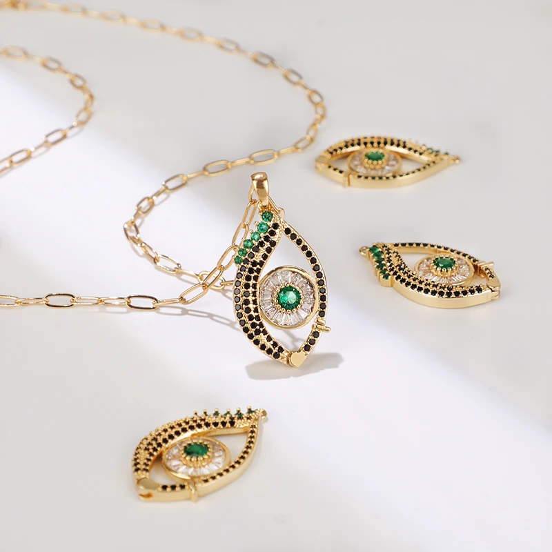 

Inlay zircon EvilEye pendants 18k gold filled Long lasting color preserving Necklace bracelet Jewelry Making Findings pendant