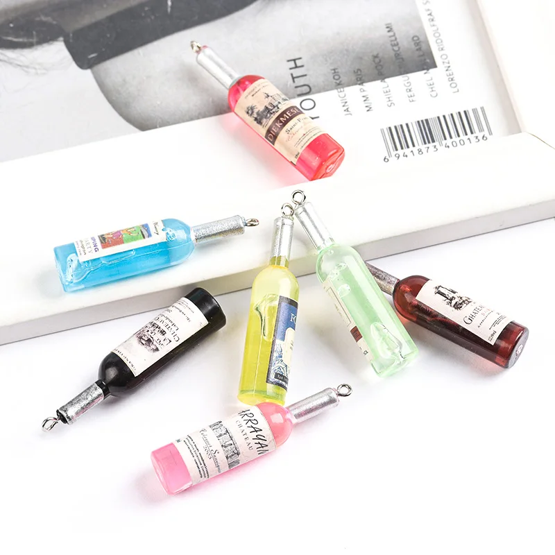 

10pcs/bag Resin Wine Bottle Pendant Colorful Bottle Charms For DIY Necklace Bracelet Jewelry Making., Picture