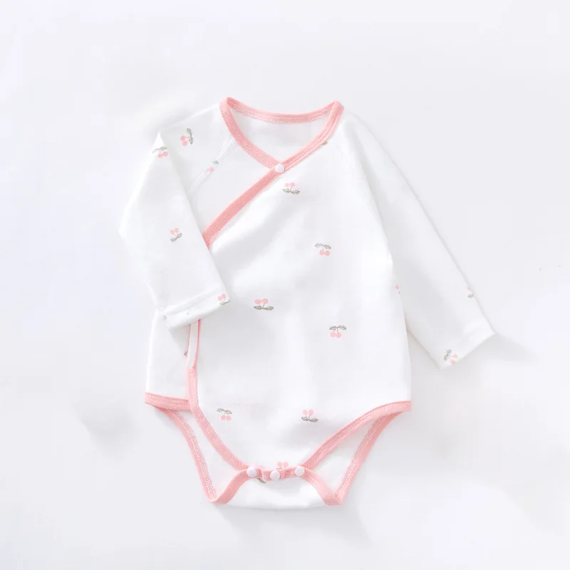 

Summer Wholesale 100% Cotton Newborn Infant Lemon Cherry Printed Soft Ribbed Baby Romper Rompers, Customized color/as show