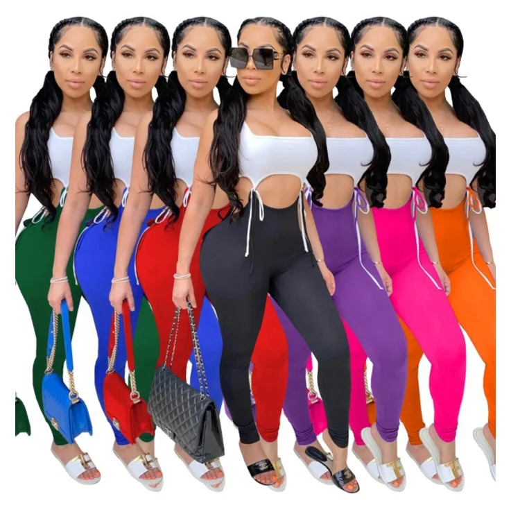 

2020 Summer Hot Sale Skinny Lace Cut Out Two Piece Set Women, Picture