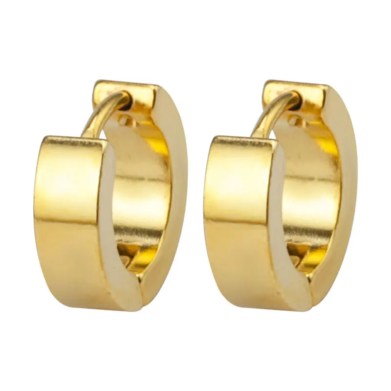 

4MM Casual Gold earrings Joyeria Acero Inoxidable Clip Hoop Indian Jewellery Unsex Earrings