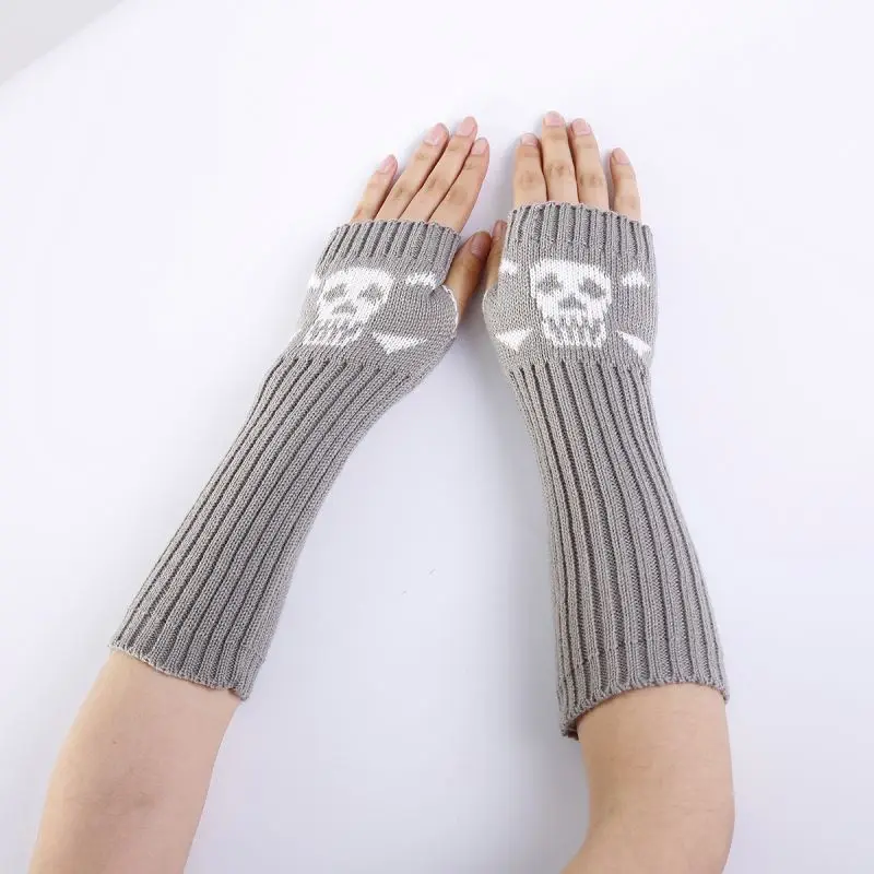 
Creative half-finger hand protection, fashionable winter ski sport tool, long skeleton pattern knitted protective warmth gadget 