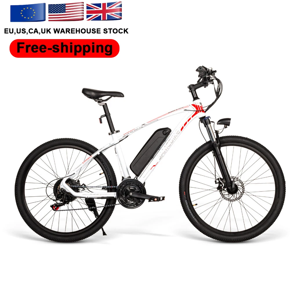 

USA warehouse local stock fashion 26 inch mountain bike long range 21 Speed Lithium Battery Electric Bikes, Black/ white