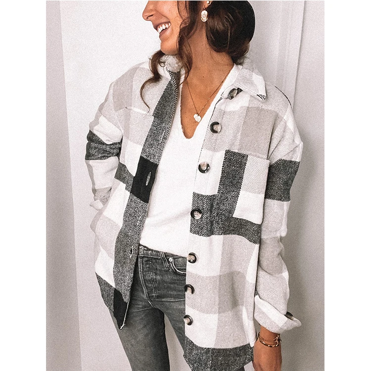 

Thick Warm Women's Plaid Shirt Female Long Sleeve Tops 3XL Winter Fleece Casual Check Blouse Autumn Clothes