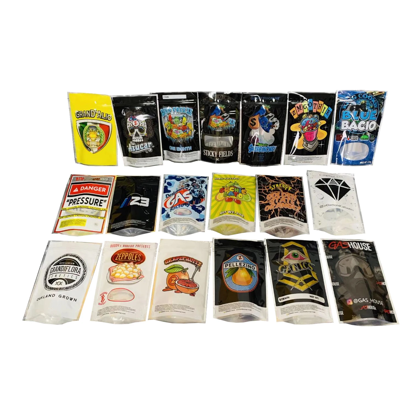 Matte Black White Foil Grip N Rip Child Resistant Edible Food Snack Afterglow Gummy Bear Sugar Packaging Smell Proof Mylar Bag