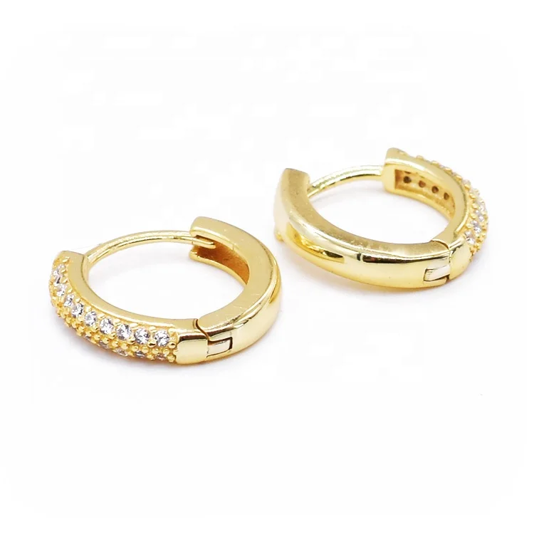 

Wholesale Korean Hoop Earrings Professional 925 Sterling Silver 14k Gold Plating Rhinestone Customized Designs Earrings